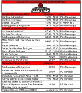 Horaire 24MXalestrem 2023