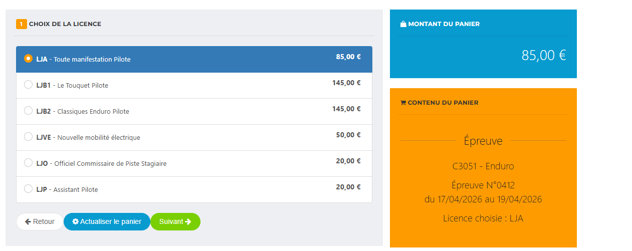 Step 5 – Select LJA €85