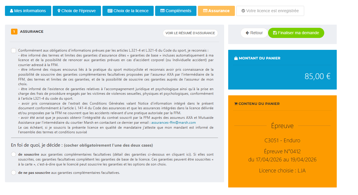 Step 8 – Insurance notice and finalisation